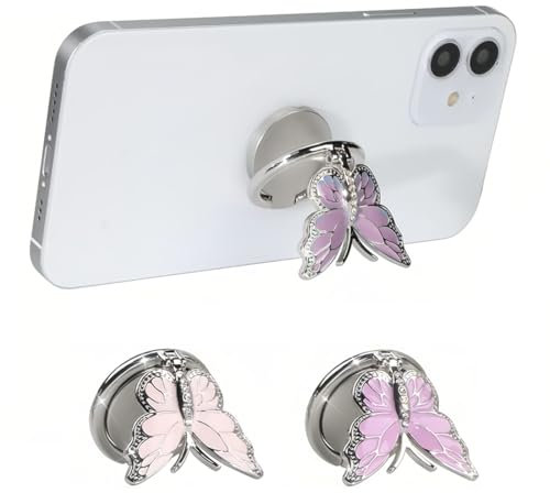 BDEPSTR 2 pz farfalla telefono cellulare anello titolare rotazione, Girevole a 360°, universale compatibile per tutti gli smartphone, Custodie per Cellulari