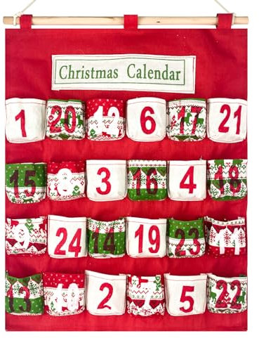 Calendario Avvento da Riempire,Calendario Avvento Vuoto,Calendario Avvento 2024 da Riempire con 24 Scomparti, Sacchetti Calendario Avvento Vuoto per Regali di Natale Adventskranz