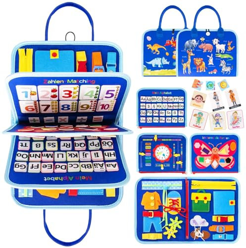 Busy Board Deutsch, Lernspielzeug ab 2 jahre, Motorikspielzeug Activity Board Montessori Spielzeug ab 1 2 3 4 5 Jahre, Montessori Busy Board Baby Spielzeug Kinderspielzeug Kindergeschenke ab 2 jahre