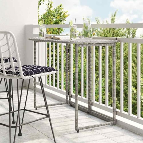 Jiangboyue-4108256 Table de jardin pliante en polyrotin Gris 90 x 51 x 75 cm