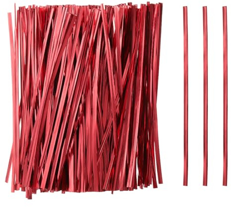 QUARKZMAN 800 Piezas Bolsa Twist Ties 6 Reutilizable Plástico Metálico Twist Ties Alambre Lazos para Fiesta Pan Dulces Pastel, Rojo