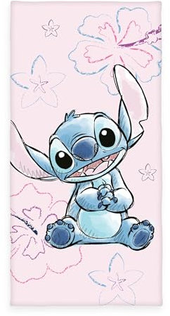 Herding Badetuch Disney's Stitch, 75 x 150 cm, Kleines weiches Kinder-Handtuch für Bad und Strand, 100% Baumwolle