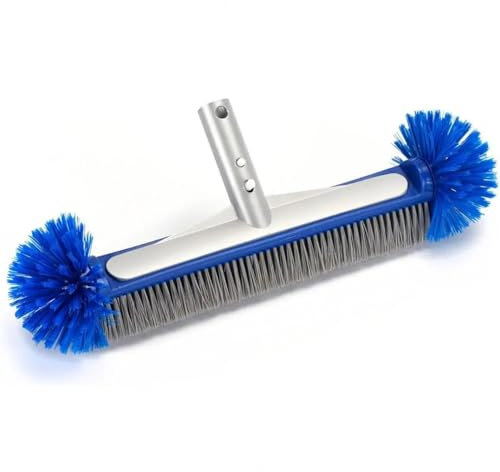 Kit Limpieza Piscina Set de Limpieza para Piscina Cabezal de cepillo para piscina de 18 pulgadas con cepillo de limpieza de esquinas, cerdas semiesféricas, cepillo para fregar baldosas de piscina