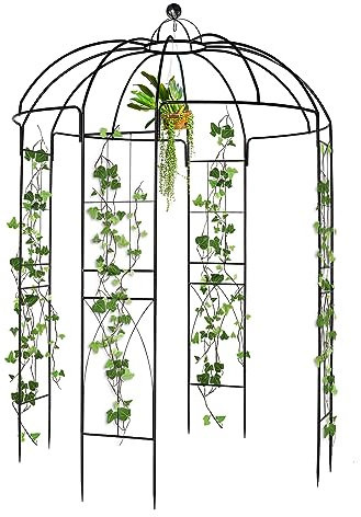 Bonnlo Arche de Jardin,Arche Mariage en Fer Forgé|Pergola Jardin Exterieur pour Plantes Grimpantes, Rosiers et Décoration Extérieure |207×207×270 cm, Noir