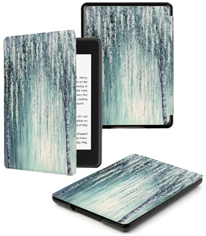 Étui pour Kindle Paperwhite 6,8 (11E- 2021) Et Kindle Paperwhite Signature Edition, Coque Légère avec Fonction Veille/Réveil Automatique pour Liseuse 2021 Vignes Vert Menthe