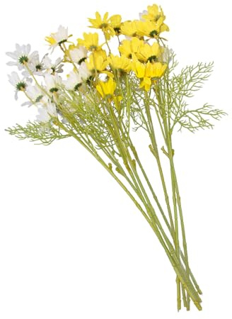 MAGICLULU 8pezzi Bouquet Margherite Finte Decorazioni Per Soggiorno Matrimonio Materiale Durevole Bianco Giallo