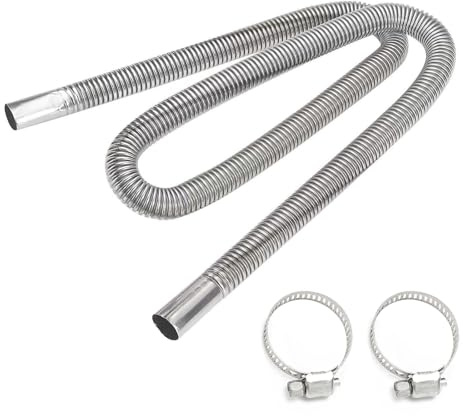 Guyode 100 CM Abgasrohr Standheizung, Standheizung Diesel, Auto Edelstahl Standheizungs Auspuff Standheizungs Abgasrohr, Abgasschlauch für Stromerzeuger mit Zwei Edelstahlklammern für Diesel Heizung