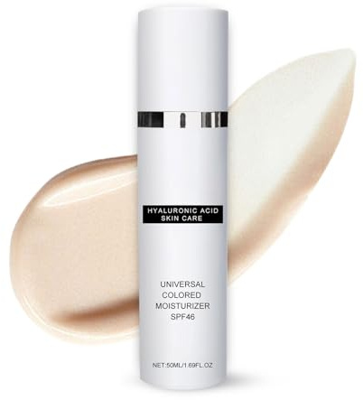 Tinted Moisturiser with SPF46, All-in-One Face Sunscreen & Foundation, Anti Aging Suncream Factor 46, Full Coverage Invisible Pores Face Concealer, Broad Spectrum Protection Colored Moisturizer