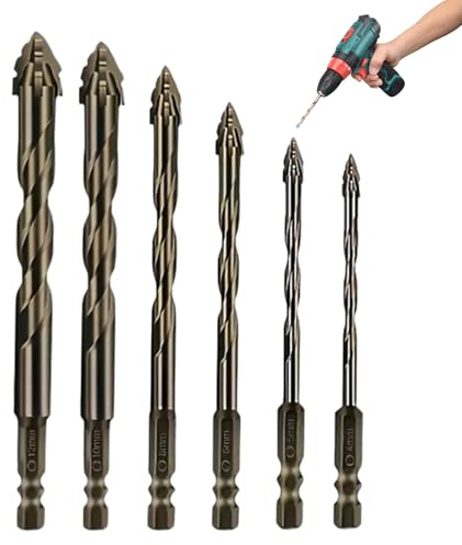 Galenecx 6 Pezzi Trapano Eccentriche, Punta da Trapano Eccentrica Seghettata a Quattro Taglienti, 4/5/6/8/10/12 mm Titanium Coated Design Drill Bit, Per Piastrelle Di Ceramica, Vetro, Marmo