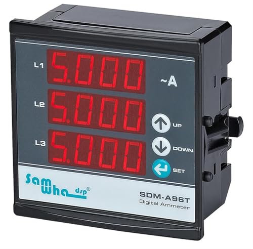 SDM-A96T Amperometro Digitale trifase 3P e 4W, misuratore da Pannello LED Compatto e Sottile(3CT 300A)