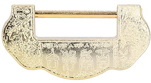 YWBL-WH Brass Padlock with Exquisite Texture Design, Lock Key Set for Wooden Boxes, Jewelry Boxes, Small Cabinets, Retro Look (Brass Color)