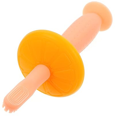 Babyzahnbürste und Stopper Silikon mit Saugnapf Rosa 1 Satz | Weiche Bürstenkopf Ausführung, Kochbar, für Babys, 1 Satz, Kompakte Form