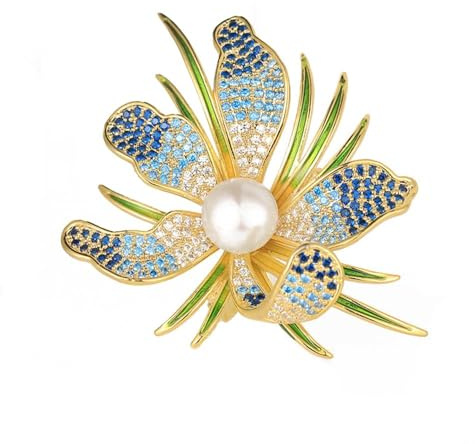 Broche Bohème Fleur D'Orchidée En Zirconium Et Strass - Épingle Élégante à Porter Sur Veste Ou Robe - L'Accessoire Idéal Pour Mariage, Saint-Valentin Et Fête Des Mères