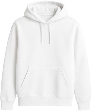 Traineando Sudadera con Capucha Básica Hombre – Pack 1, 3 o 5 Unidades – Sudadera Lisa de Algodón para Uso Diario, Trabajo, Deporte o Vestir Casual (FR/ES, Letras, L, Regular, Regular, 1, Blanco)