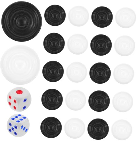 TOYANDONA Backgammon Steine Kunststoff Schwarz Weiß Backgammon Damesteine Rund Brettspiel Zubehör Reise Ersatz