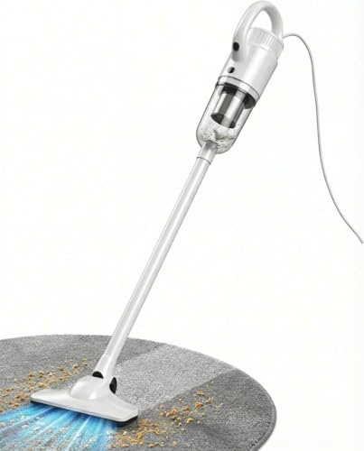 Trunera Aspirateur Filaire 2-en-1 Léger, Aspirateur à Main et Balai avec Aspiration Puissante, Filtre Lavable et Grand Réservoir à Poussière, Idéal pour Sols Durs, Tapis et Poils d’Animaux Blanc