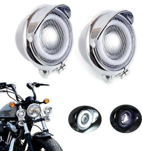 APEBAZY 2 pezzi fari supplementari a LED per moto Fari antinebbia universali per moto Compatibili con chopper, bobber, cruiser, cafe racer, ATV, SUV
