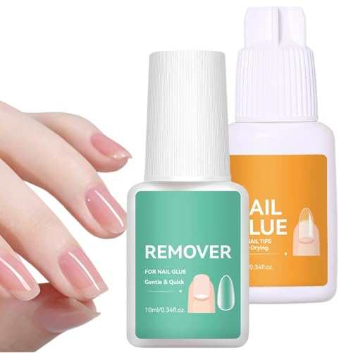 Nail Glue Remover,Quick Dry Professional Long-Lasting | Acrylic Nail Glue & Remover Set - for Repair Decoration Manicure Broken False Women Girls Beginner