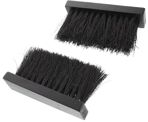 VALICLUD Brosse Cheminée Noire en Fibres de Palmier et Bois, Lot de 2 Pièces pour Balayage des Cendres, Accessoire de Cheminée Solide pour Villas et Maisons