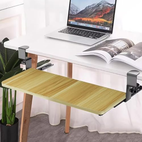 Plateau de clavier réglable sous le bureau 30 tiroirs coulissants pour clavier et souris CClamp finition noyer pour bureaux de 50,8 cm/63,5 cm/76,2 cm
