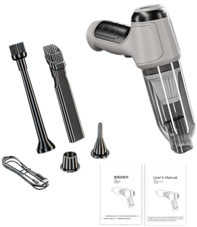 Xnuiasqe Mini Aspirapolvere Portatile Wireless per Auto, Aspirapolvere Fili Ricaricabile Ad Alta Potenza per La Casa (Grigio)