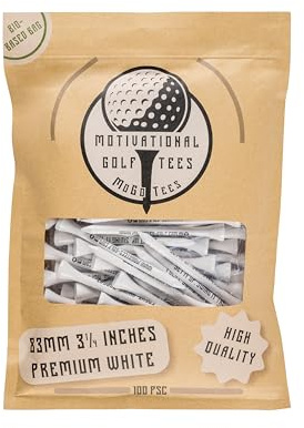 MoGoTees 83 mm Bamboo Golf Tees – 100 Stück mit Motivationssprüchen