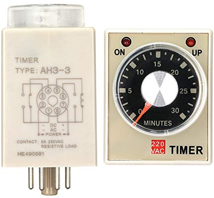 FTVOGUE Relé de Tiempo 220 VCA AH3 3 Temporizador Relé de Tiempo Retardo de Encendido de 6 Minutos Bajo Consumo de Energía Contacto de Pin Estable para Paneles de Control Equipo Industrial (30M)