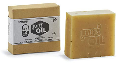 Beyer’s Oil Bartseife Eisenkraut 85g - Handgemacht in Bayern - 100% natürlich - Mit echten Eisenkraut-Blättern - Pflegt die Haut, macht den Bart weich und glatt