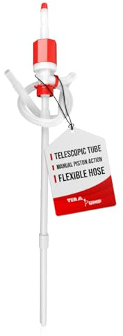 TERA PUMP TRDRUM40 (BPA-Free) Compact Manual Fuel Drum Pump Heavy Duty Portable with Adjustable Length for 55-Gallon Drum Barrels
