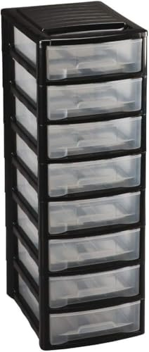M home by Mazzei Mondex XL Schubladenbox DIN A4 mit 8 Schubladen | Kunststoff, PLS6138R, Organizer für Büro Schreibtisch, Transparent
