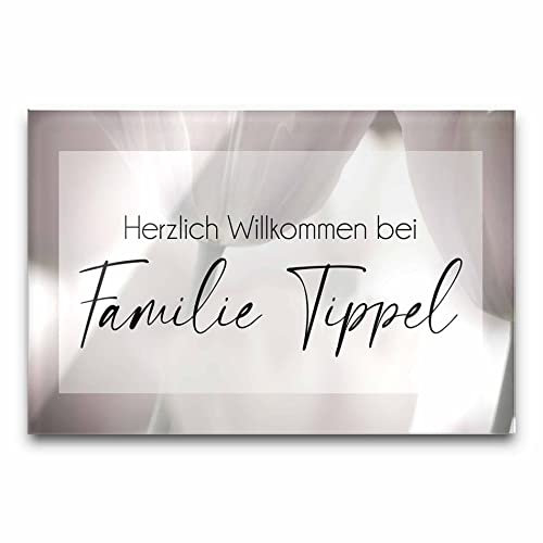 Edles Türschild mit Namen für die Haustür | Namensschild Briefkasten-Schild selbstklebend oder mit Bohrlöcher Klingelschild mit kratzfestem UV Druck | Größe ab 9x6 cm bunte Türschilder