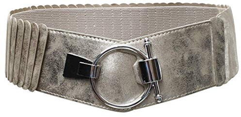 Glamexx24 Damen Taillengürtel Elastischer gürtel 8 cm breiter Hüftgürtel silberner Ring