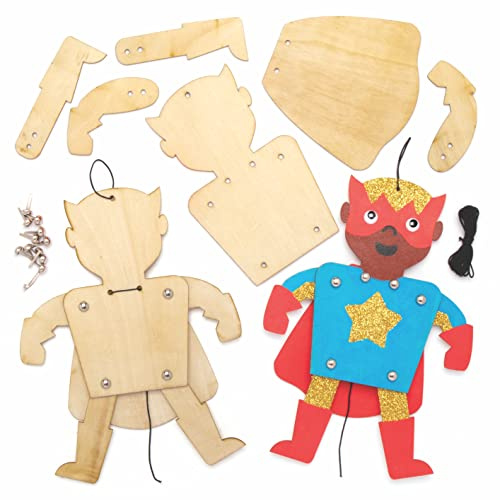 Baker Ross pysselset träfigurer hjältar, för konst- och pysselprojekt för barn (4 stycken)