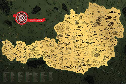 Giftio Rubbelkarte Österreich Deluxe XL - Handgemalt Kratzkarte mit Österreichs Monumenten … (Gold)