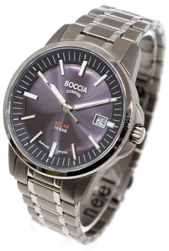 Boccia Herren Analog Quarz Uhr mit Titan Armband 3643-04