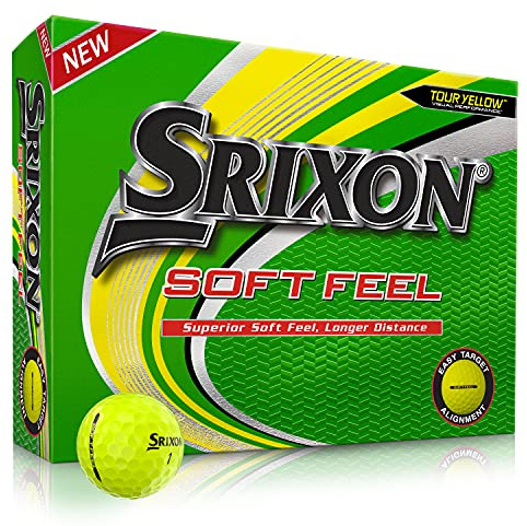 Srixon Soft Feel Tour Yellow - Docena de bolas de Golf - Bolas de Golf de Distancia y Baja Compresión - Regalos y Accesorios de Golf