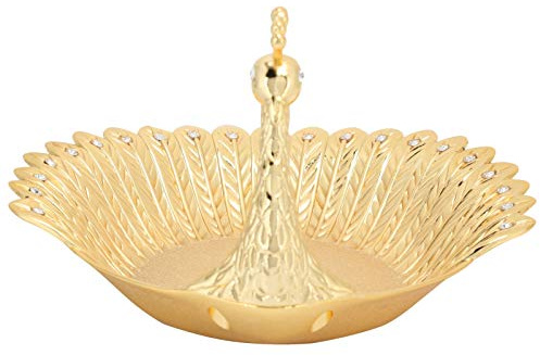 Zwindy Candy Plate, Anti-Rost Tisch Pfau Form Golden Metal Snack Tray, für Platz getrocknete Obst Peacock Snack Teller Dekoration Craft Ornament