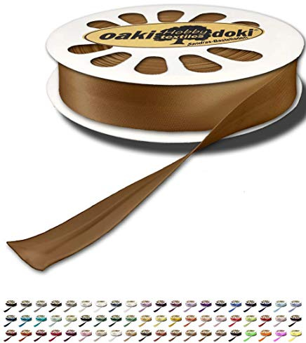 Sandras-Bastelladen Schrägband/Einfassband Satin gefalzt 20m x 20mm 932-Rehbraun