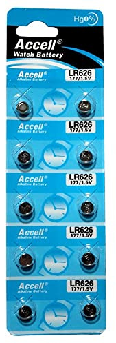 Accell Uhrenbatterie 377 oder LR626, AG4 1,5 V, Knopfzelle/Knopf (1er-Pack (LR626))