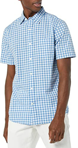 Amazon Essentials Homme Chemise en Popeline à Manches Courtes Coupe Ajustée
