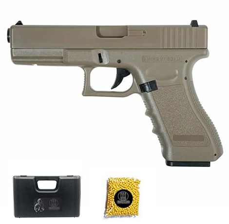 Pistola CM.030 G8 Tan eléctrica (6mm) | Arma Corta de Airsoft Tipo Glock 18 semiautomática + maletín y Bolas