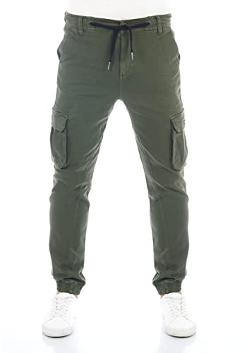 riverso RIVHanno Men's Stretch Cargo Trousers Slim Fit Cargo Trousers Pockets Black Green Beige Olive Navy Grey 30 31 32 33 34 36 38 40 42, Cypress Green, 33 W