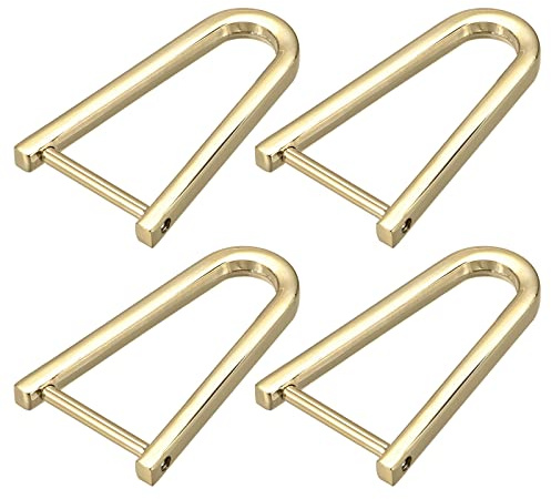 sourcing map Anneaux Manille Sac à main Sangle, 4Pcs 50mm Visser Détachable D Anneau Zinc Alliage Boucles pour Artisanat Bricolage Remplacement Pièce, Doré