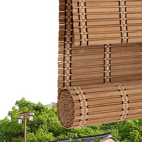 kefu01 Bambusrollo für den Innenbereich,Sichtschutz für den Außenbereich,Rollo Bambus für den Garten,Bambus Raffrollo aus Bambus,Bambusjalousien mit Lichtfilterung,mit Zubehör (W120xH160cm/W47 xH63)