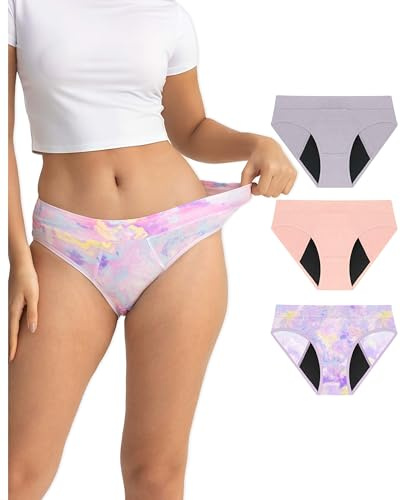 Neione Periodenunterschwäsche Mittlere Blutung Perioden Unterwäsche Menstruation Unterhosen Damen Menstruationsunterwäsche Postpartum Hipster 3er Pack Fairy L