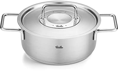 Fissler Pure Collection Edelstahl-Bratentopf (Ø 20 cm, 2,4 L) – Metalldeckel, Innenskalierung, Induktion, Made in Germany