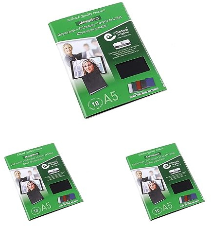 rillstab original A5 Präsentationsmappe für Schule & Projekt - Sichtbuch & Präsentationsbuch - 10 Transparente Hüllen - Dokumente Organisieren ohne Lochen- Schwarz, RI99514 (Packung mit 3)