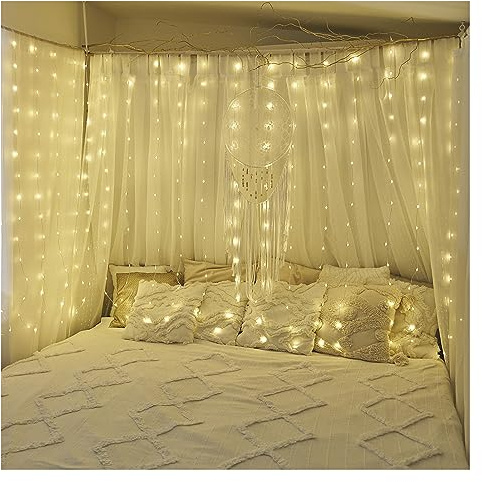 EMOS LED-Lichtervorhang, 240 LEDs Drop Lichterkette, 1,7m lange Weihnachtslichterkette + 3m Zuleitung inkl. Netzteil, 8 Lichtmodi, für Partys, Weihnachten, warmweiß, IP44 für Innen und Außen