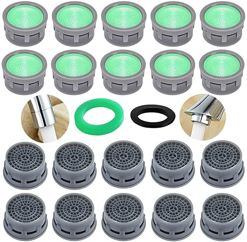 BOETOADG Faucet Aerator, 1.5 GPM Flow Restrictor Plug-in Faucet Aerator Replacement Parts for Bathroom or Kitchen (Green 20 Pieces)