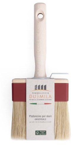 PENNELLIFICIO 2000 | Pennello Plafone Professionale per Pittori e Imbianchini, Con Manico in Legno, Pennello Pittura, per Pitture Murali, 3x10 cm - Made in Italy